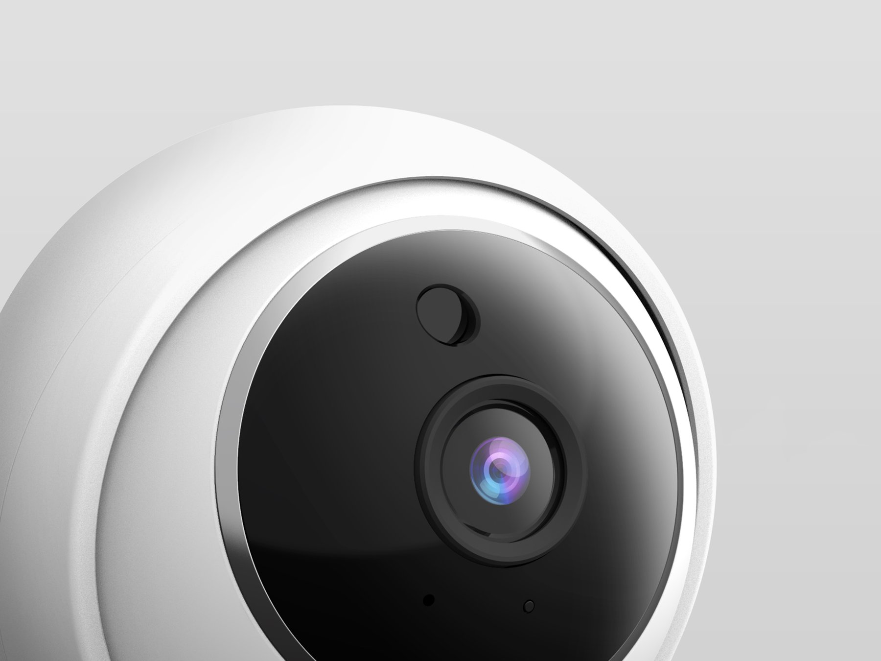 Close-up of the metallic ring around the camera lens